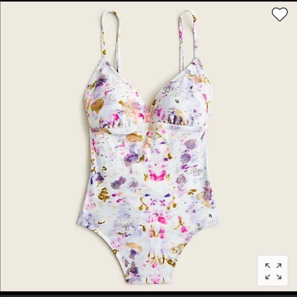 J. Crew Flora Obscura X Strappy-Back Plunge Suit in Kaleidoscope Floral, 12, NWT